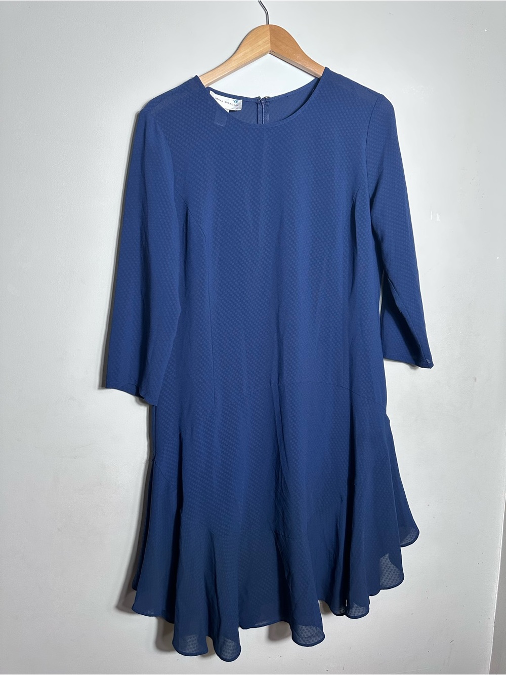 Donna Morgan Navy Blue A-Line Long Sleeve Dress